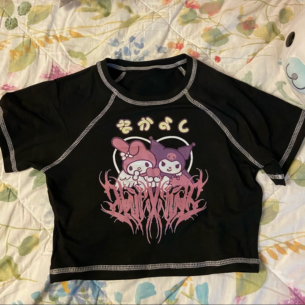 My melody and Kuromi Graphic Crop Tee